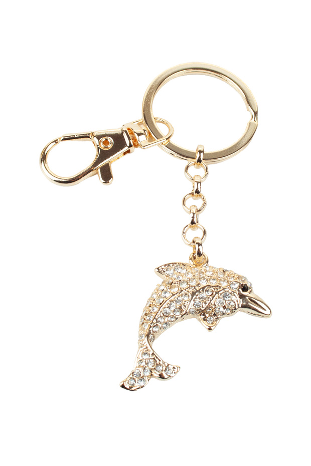 Stone Detailed Dolphin Figured Keychain & Bag Ornament