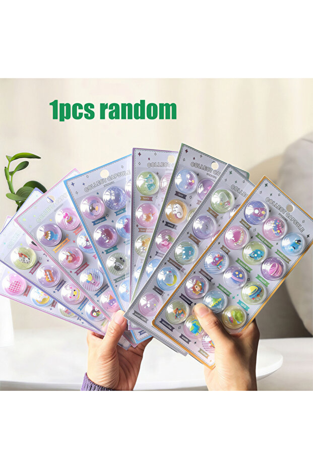 1pcs random New DIY 3D Capsule Crystal Stickers - Kawaii Embossed Relief Decals, Scrapbooking Journa