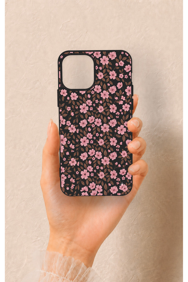 iPhone 12-12Pro Compatible Mini Pink Flower Pattern Silicone Case