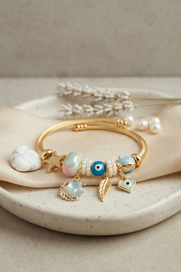 Moon Star and Heart Model Mi Charm Women's Bracelet Tj-Bb8758