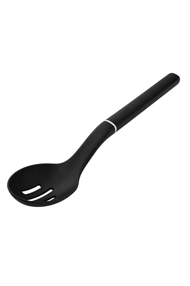 Slotted Spoon Onyx Black – Heat Resistant Non-stick Safe Nylon Slotted Spoon for Pasta, Vegetables, Grease & Liquids