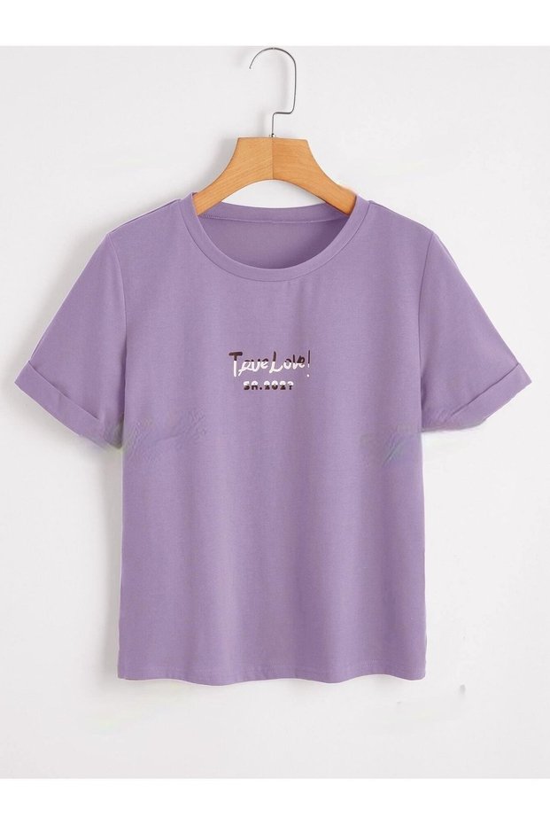 Unisex Lilac True Love Printed Oversize T-Shirt