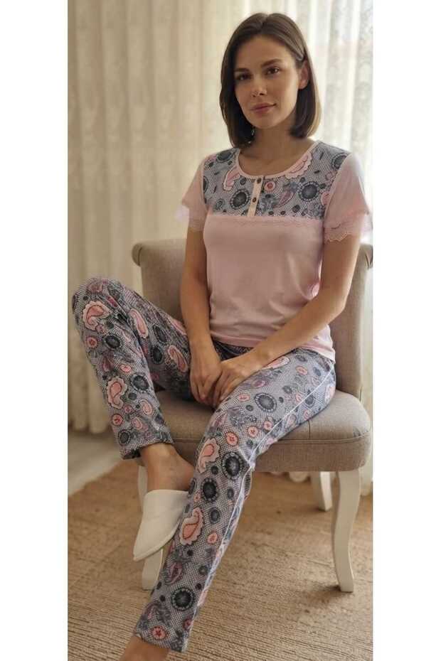 Marilyn Short Sleeve Women's Pajama Set Salmon