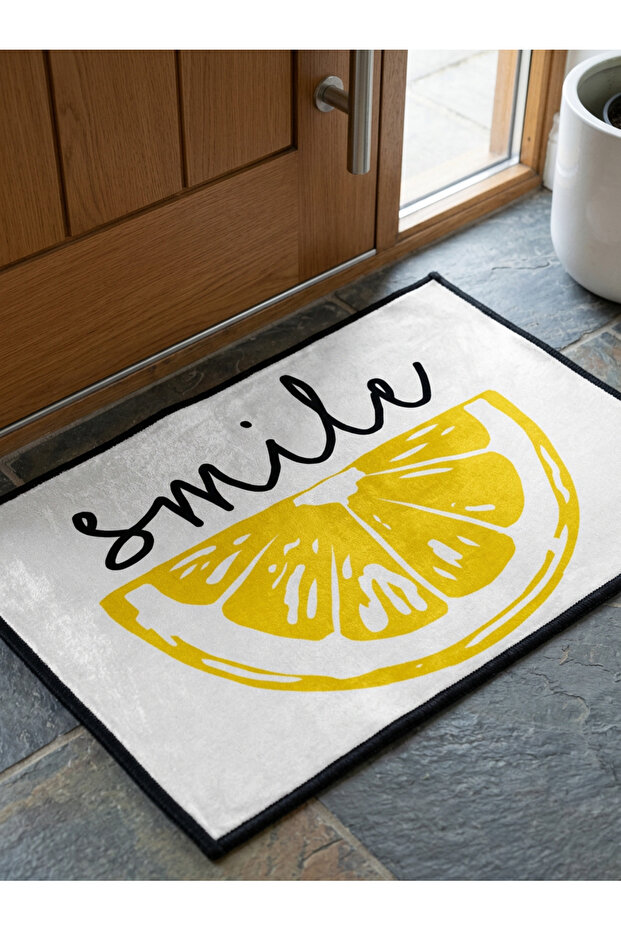 Non-Slip Sole Positive Energy Themed Washable Door Front-Bathroom Mat 40X60 cm