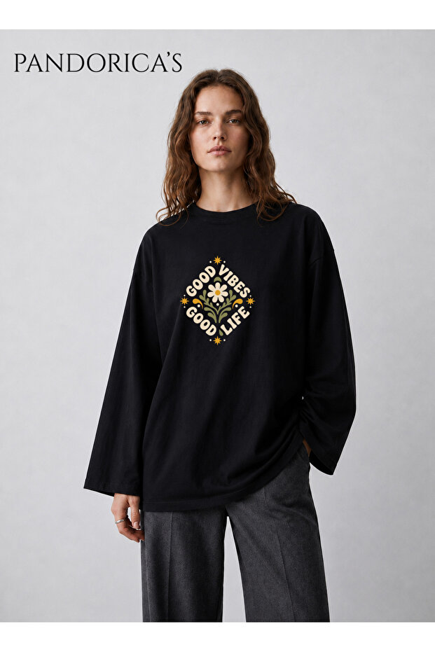 Oversize Wide Cut Long Sleeve 100% Cotton Summer Printed T-Shirt
