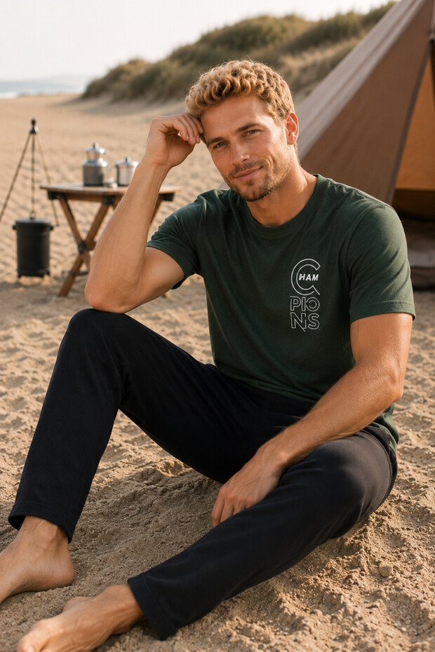 Summer Short Sleeve 100% Cotton Men's Pajama Set - Father's Day Special Series