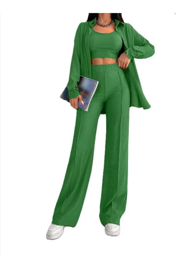 Women's Suit Shirt Crop Pants Combination