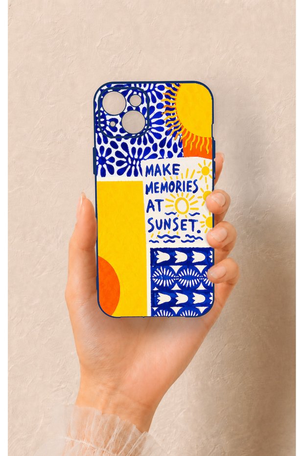 iPhone 14 Plus/15 Plus Compatible Sunset Pattern Silicone Case
