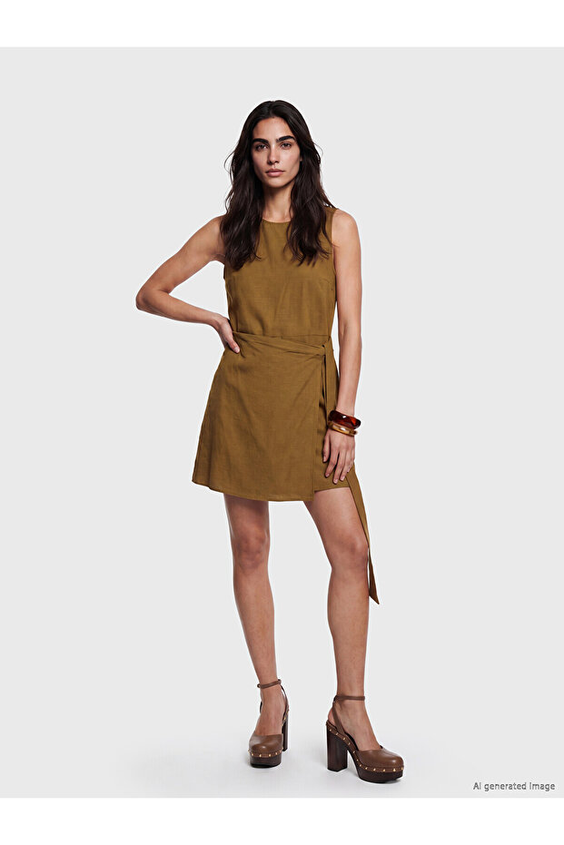 Original Belted Linen Blend Mini Dress