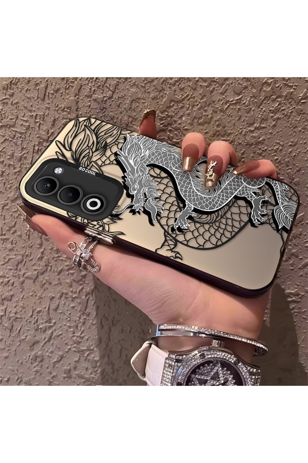 Oppo A5 4G/5G Compatible High Quality Chinese Style Black and White Dragon Printed Case