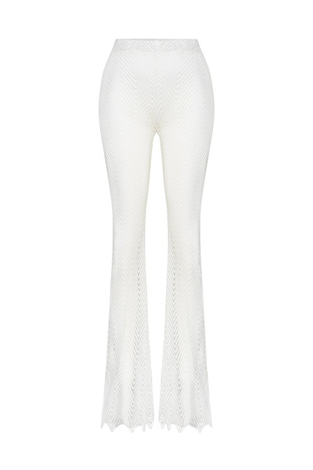 Lunessa Knitted Flared Trousers Bezzia White