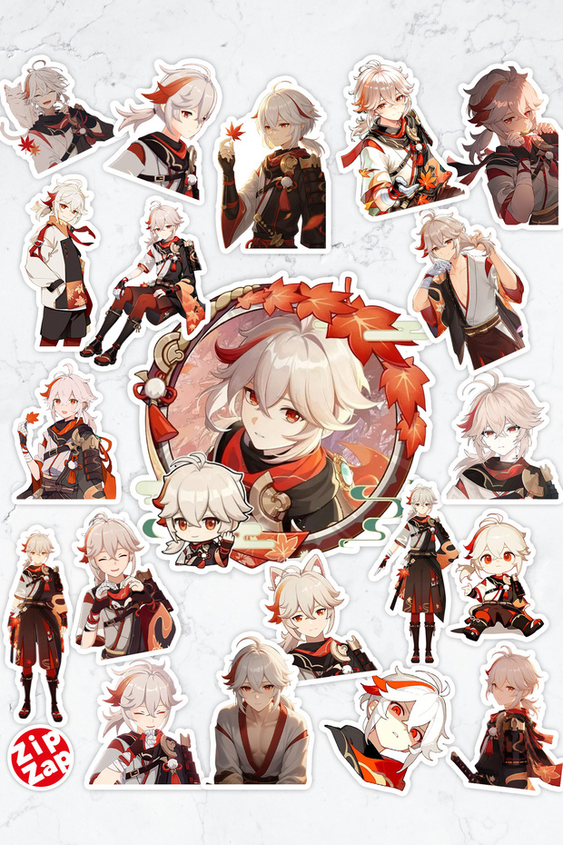 Kaedehara Kazuha Genshin Impact Anime Gacha Adhesive Foil Sticker Pack (20 Pcs)