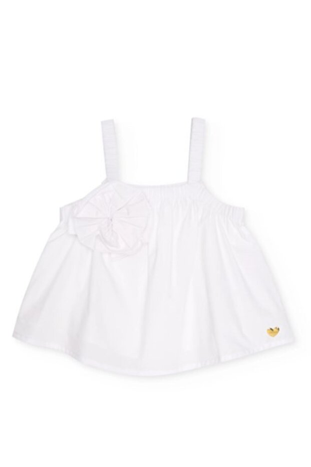 Girl's Appliqued Woven Blouse 2-8 Years White