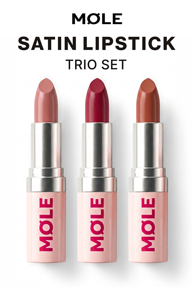 Satin Lipstick Saten Ruj - Long-Lasting Moisturizer with Intense Pigment - Trio