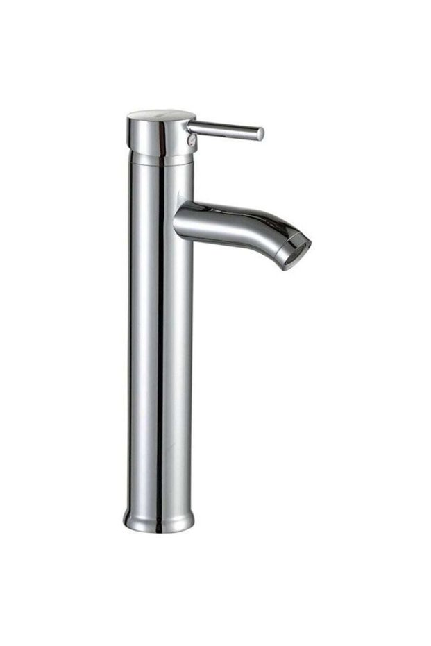 Tall stainless steel bathroom sink faucet, single hot and cold water control, includes two hoses, tall sink mixer faucet, tall washbasin mixer faucet