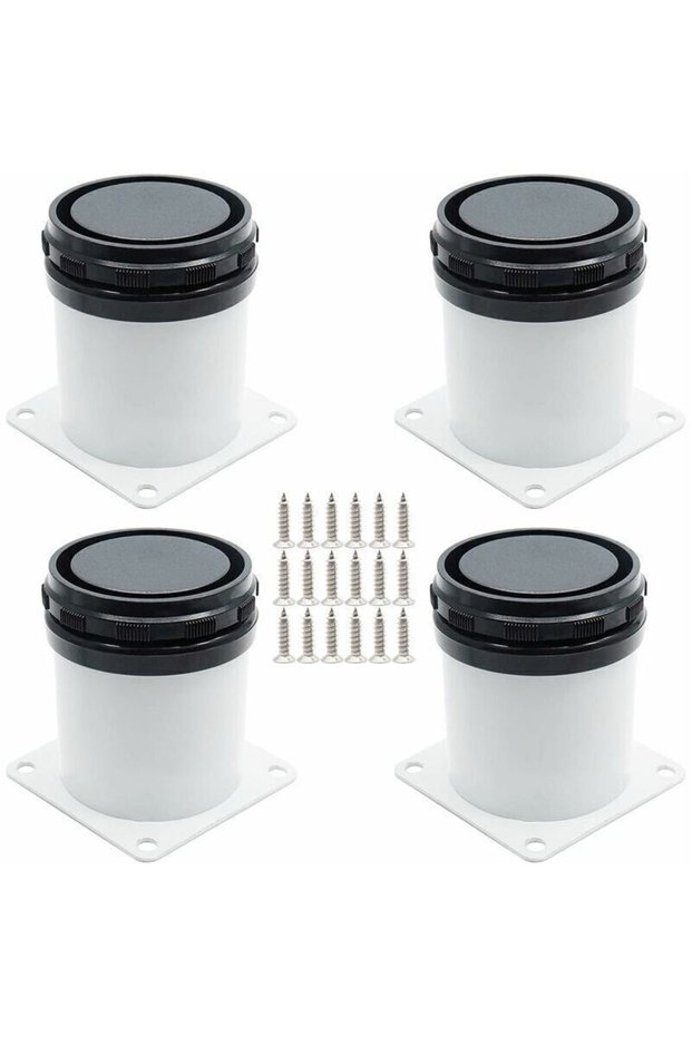 A set of 4 adjustable furniture legs - stainless steel - with screws - white - 5 cm high