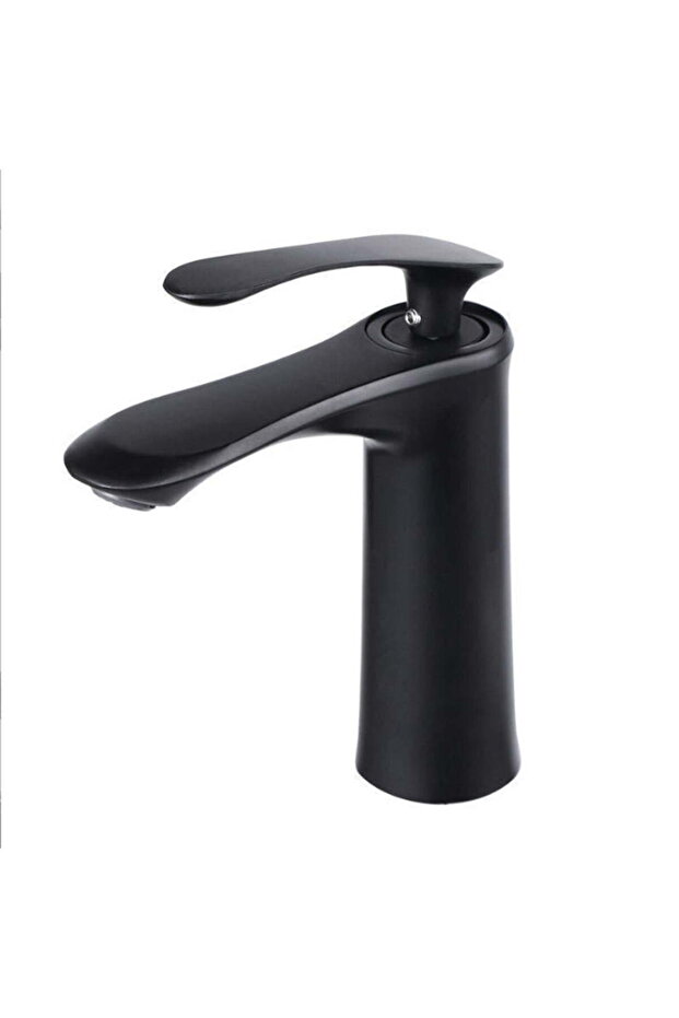 Elegant brass single-handle washbasin faucet – bathroom sink with hot and cold water control, deck mounting, airflow, black.