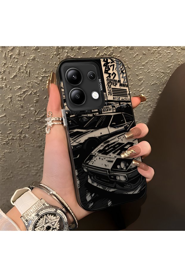 Redmi Note 13 4g Compatible Manga Drawing Classic Car Plain Printing Quality Silicone Case