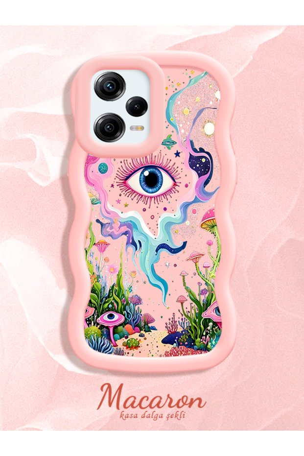 Redmi Note 12 Pro 5g Compatible Colorful Psychedelic Eye Mushroom Drawing Flat Print Case