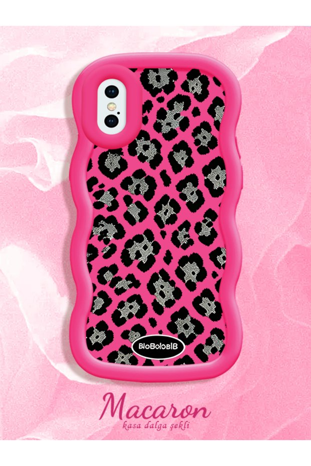iPhone X/Xs Compatible Wavy Frame Leopard Print High Quality Silicone Phone Case