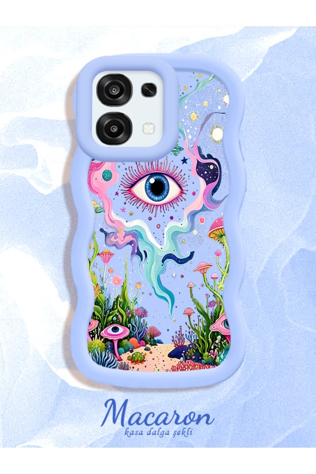Oppo F31 Compatible Colored Psychedelic Eye Mushroom Drawing Flat Print Case