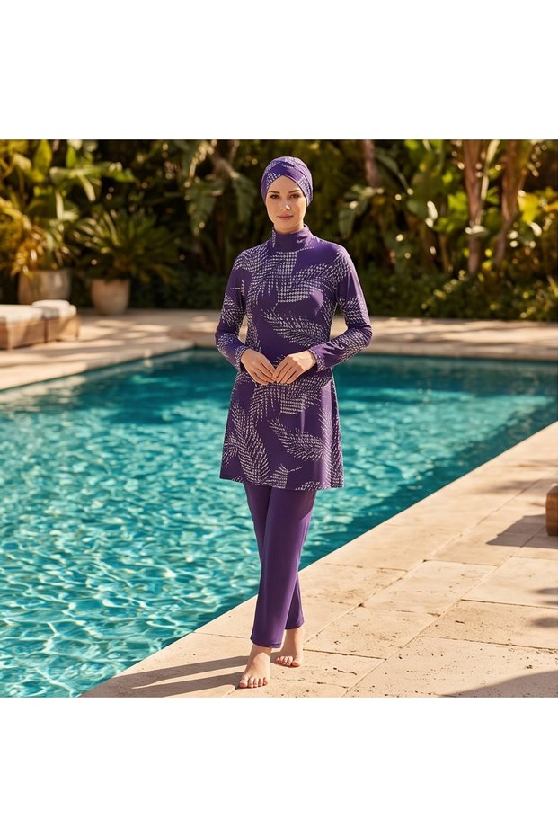 Women's Tight-Up Swimsuit Set 3 Pieces Quick Drying Sea Pool Swimwear