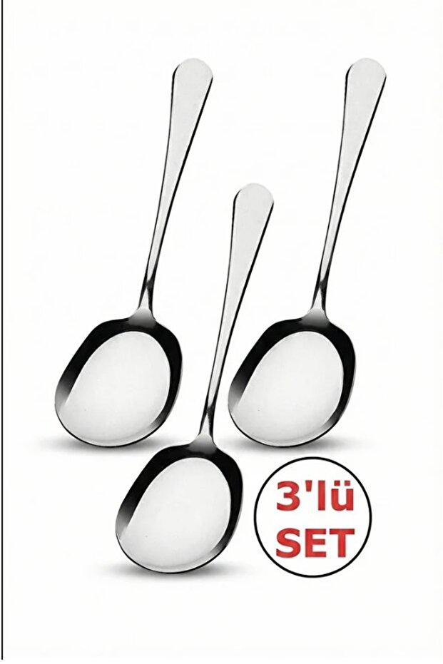 3 Pieces Stainless Steel Luxury Serving Salad Spoon Spatula | Steel Food Serving Spoon 21 cm