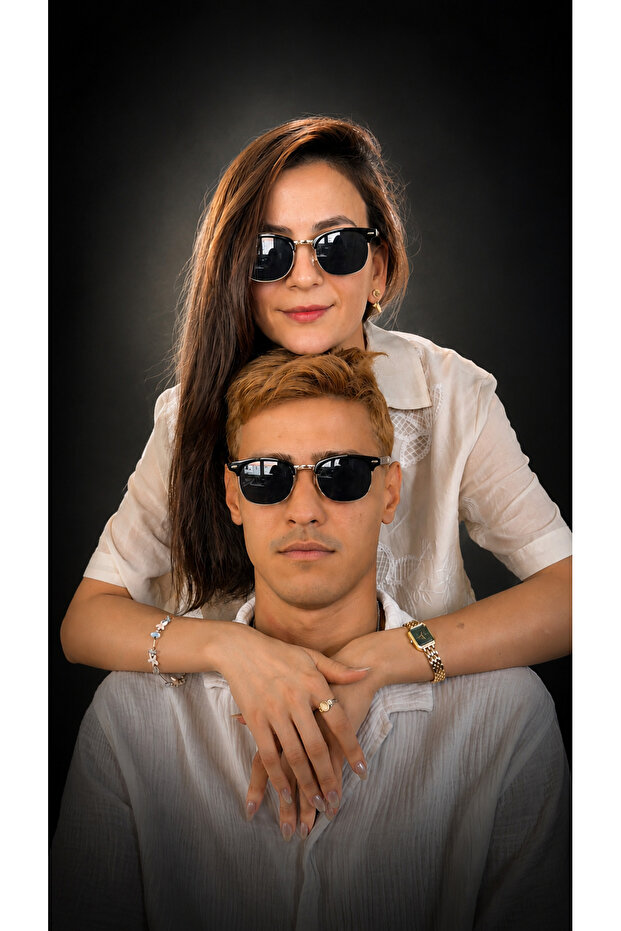 Retro Clubmaster Sunglasses Uv400 Black Frame Daily Use - 2 Pieces