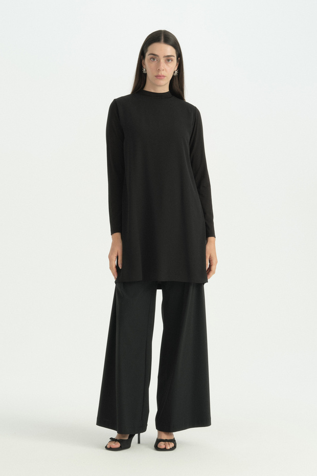 Chiffon Combed Cotton Tunic - Black