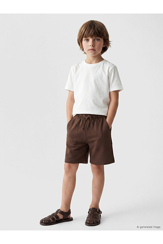 Two Mt Shop Quality Lcw Kids Brown 2 Thread Plain Standard & Regular Boys' Shorts