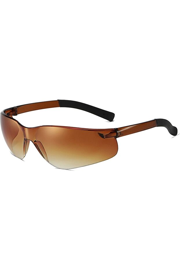 Women Cycling Sunglasses Sun Protection Clear Large Frame Windproof Dustproof UV Protection Clear Vision Eye Protect Brown