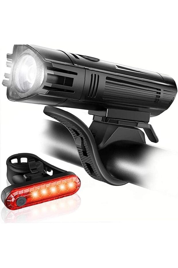 Waterproof USB Rechargeable LED Bicycle Light Kit, High-Power Aluminum Alloy Headlight & Taillight for Safe Outdoor Night Riding
