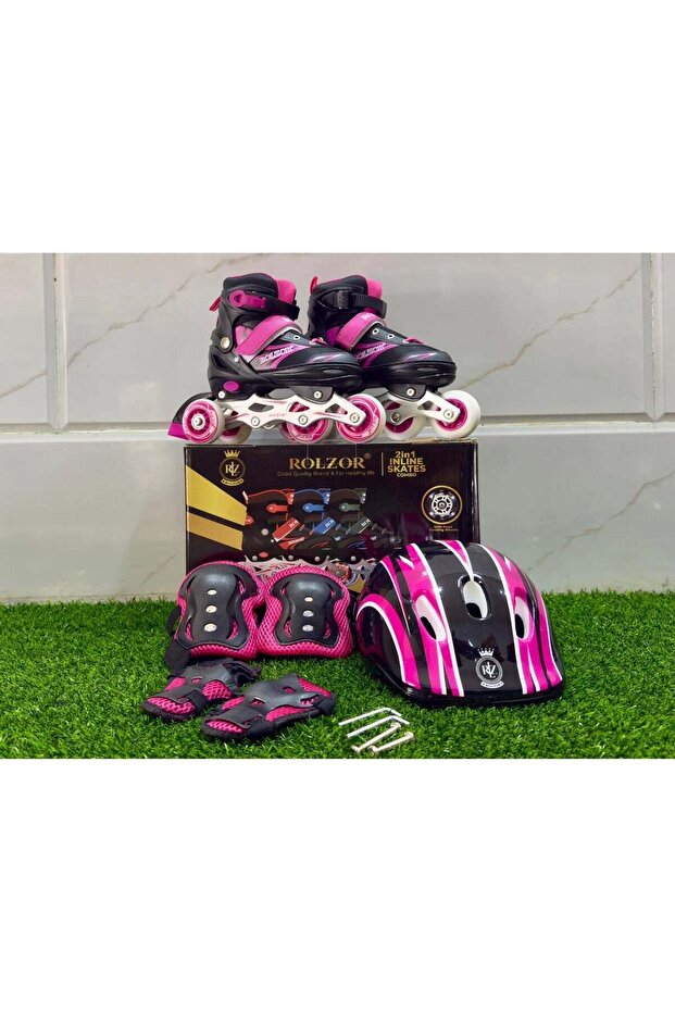 ROLZOR RZ-1700 Adjustable Inline Skates with Protective Gear | Comfortable, Durable & Smooth Ride for Kids and Adults