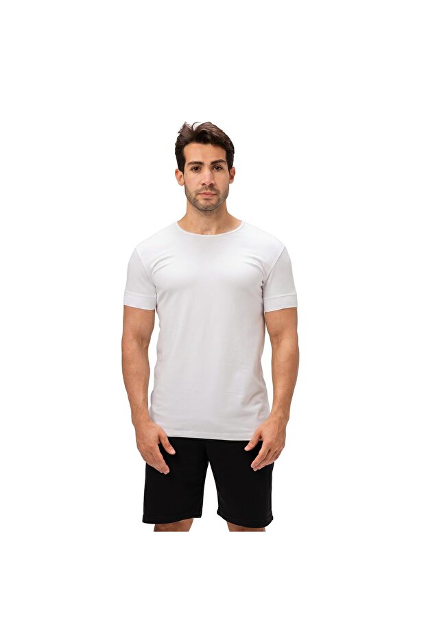 Men's Cotton Undershirts, 95% Egyptian Cotton Breathable Half Sleeve Crew Neck