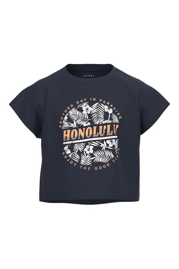Μπλούζα crop top "Honolulu" μπλε