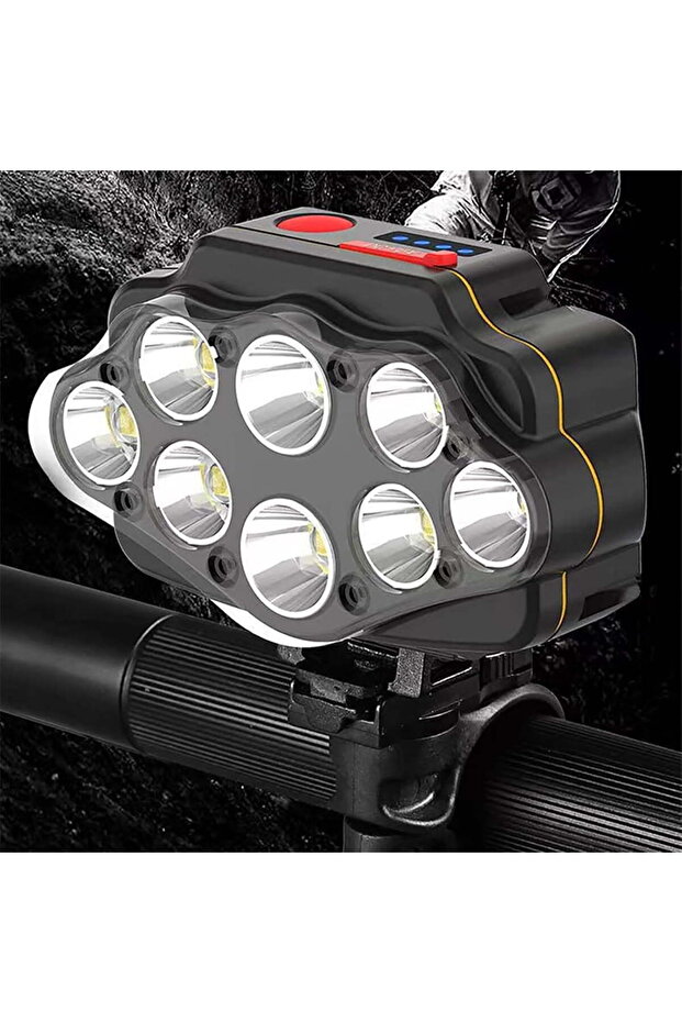 Bicycle headlight with mounting bracket, ultra-bright rotating LED spotlight, suitable for bicycles, mountain bikes, searchlights, and headlights.