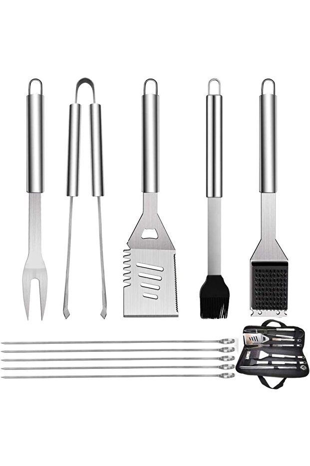 10-piece BBQ tool set - includes storage bag