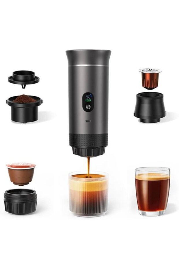 3-in-1 portable espresso machine – 20 bar self-heating – USB-C & LED display