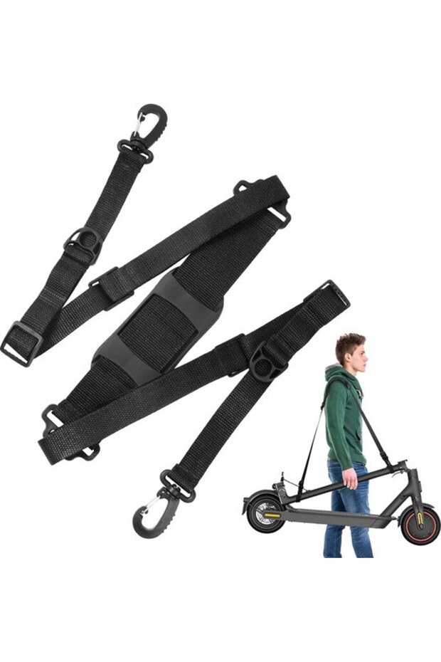 Universal Electric Scooter Shoulder Strap, Adjustable & Portable Belt for Xiaomi M365 & Foldable Bikes (Black)
