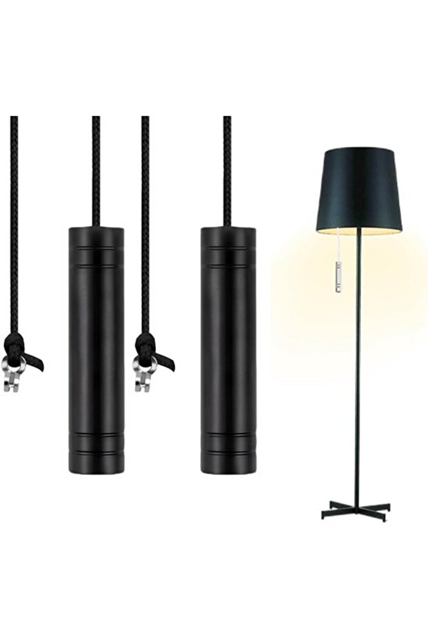 2-Pack Bathroom Light Pull Cord Switches (1.5m, black), universal metal pull chain for fans & blinds.