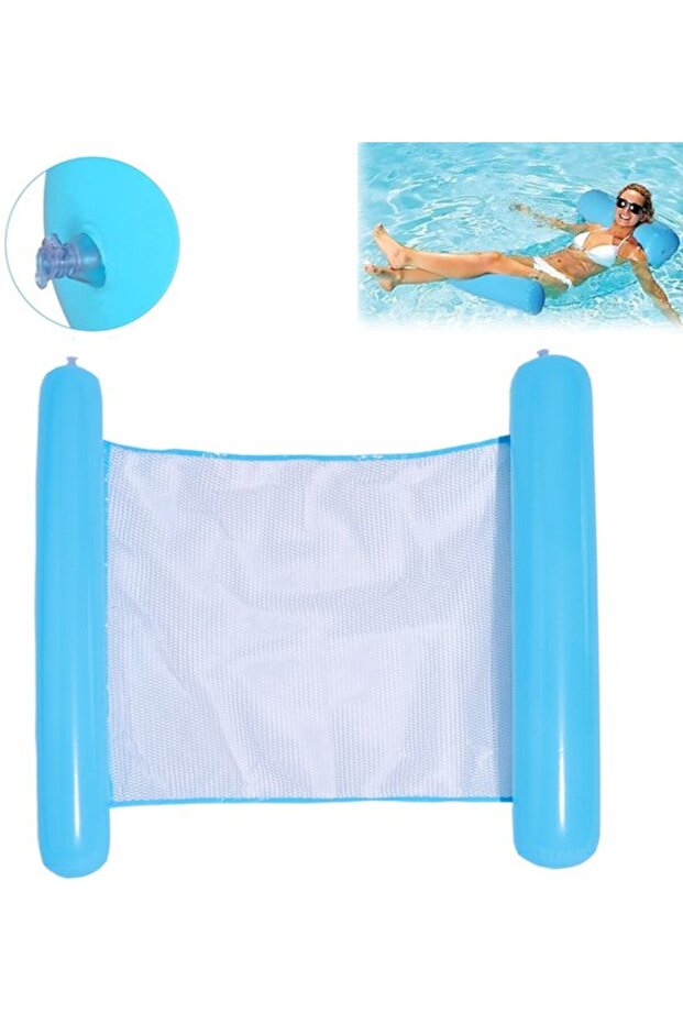 Inflatable pool chair - 4-in-1 floating hammock - Inflatable pool mattress - Inflatable swimming ring - Blue - Foldable floating bed - 80*100 cm