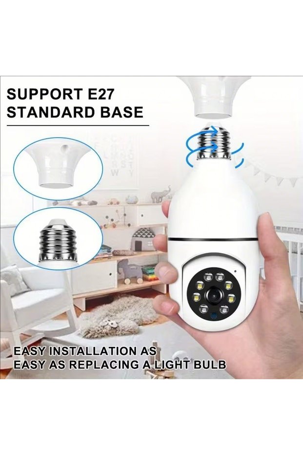 No plug White E27 Bulb Surveillance Outdoor Security Camera Automatic Night Vision Color Indoor Moti