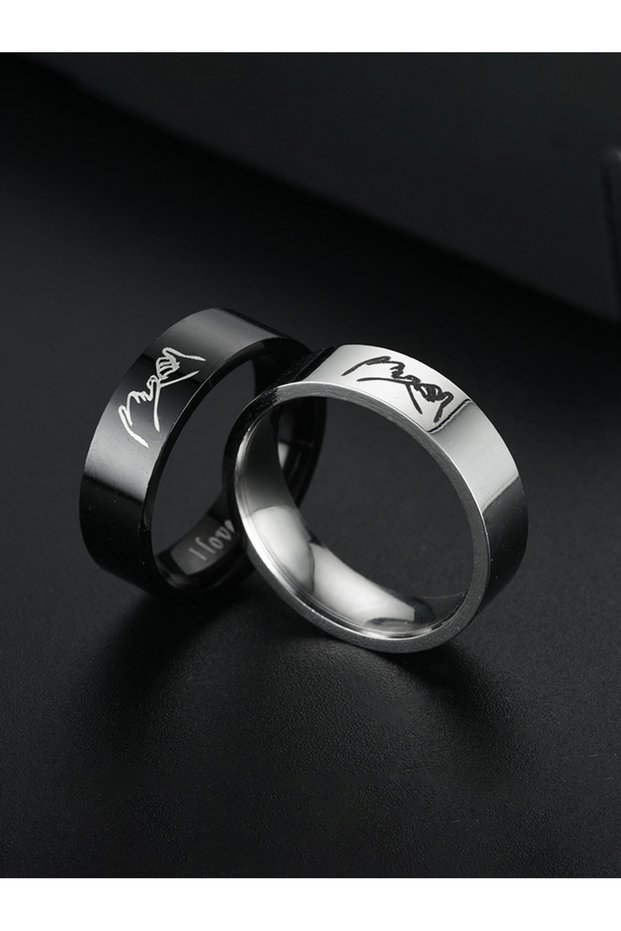 Pack of 2 - Stainless Steel Couple Promise Ring