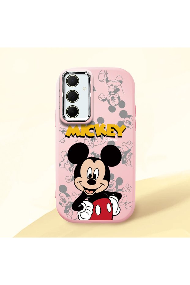 Samsung Galaxy A35 Compatible Case Camera Protector Pink Silicone Couple Phone Case with Character Pattern