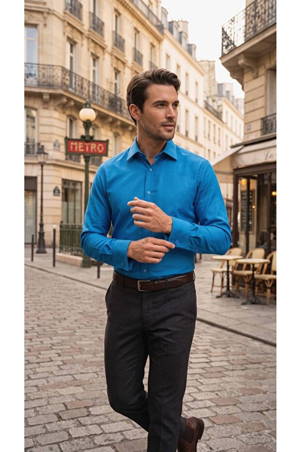 Plain Long Sleeve Lycra Men's Shirt