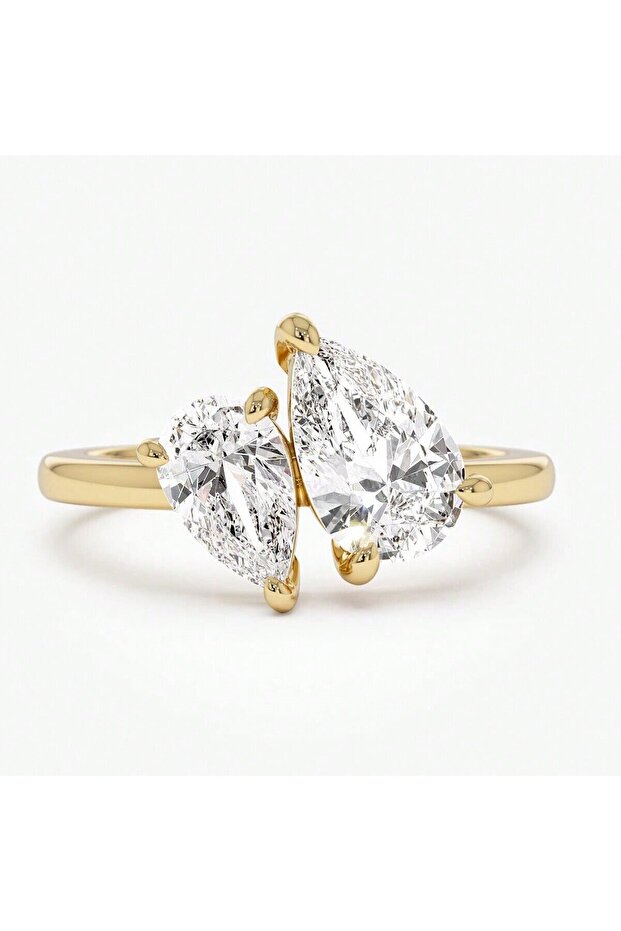 5 Golden White 925 Sterling Silver Simplicity Classic Zircon Water Drop Ring For Women Engagement We