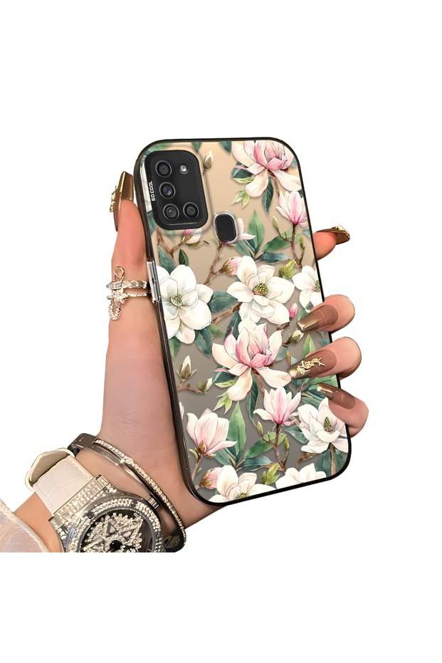 Samsung Galaxy A21S Compatible Hard Acrylic Back Silicone Edge Lens Protection Case