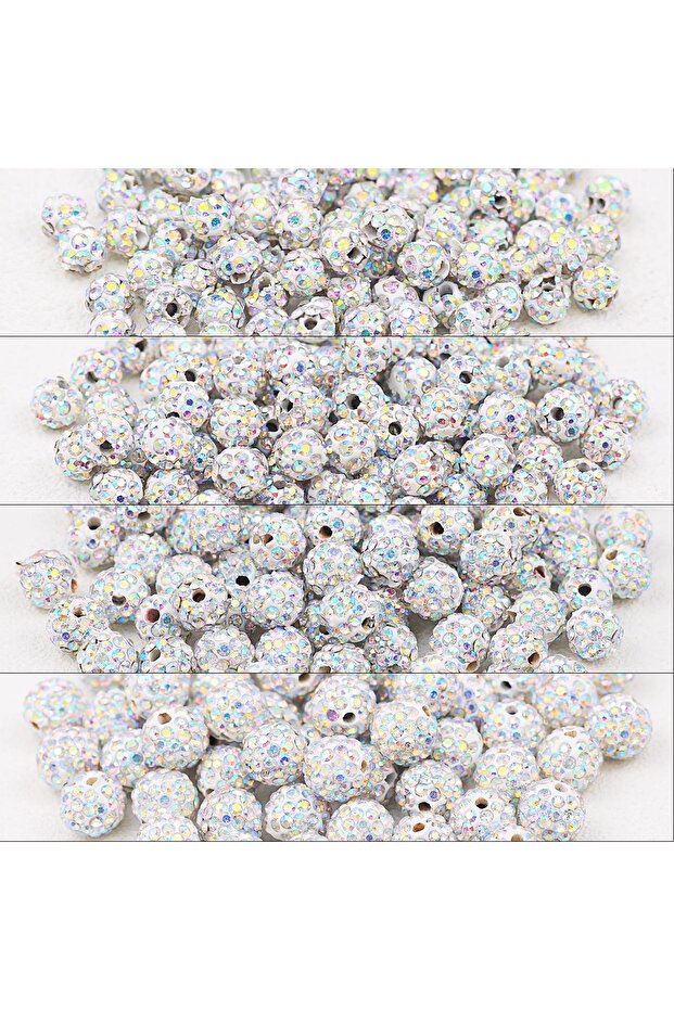 8mm 60pcs White AB 4-10mm Shambhala Beads in White AB Color Handmade DIY Jewelry Making Bracelets Be