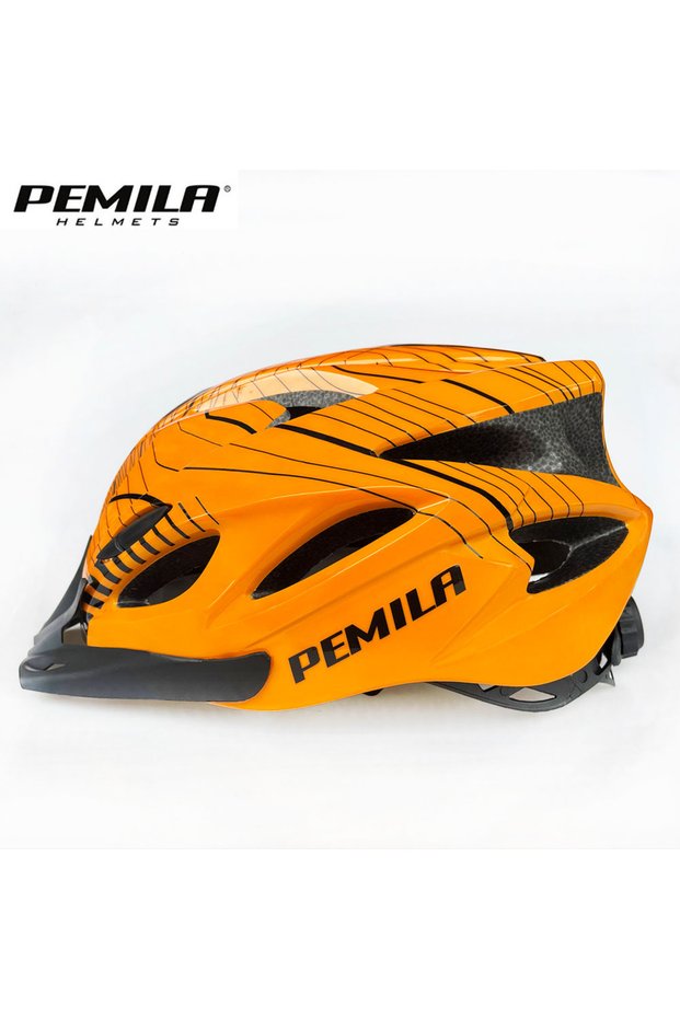 L 58-61CM HV-120V-Orange Stripe Ultralight Road Mountain Bike Helmet With Sun Visor Ultralight DH MT
