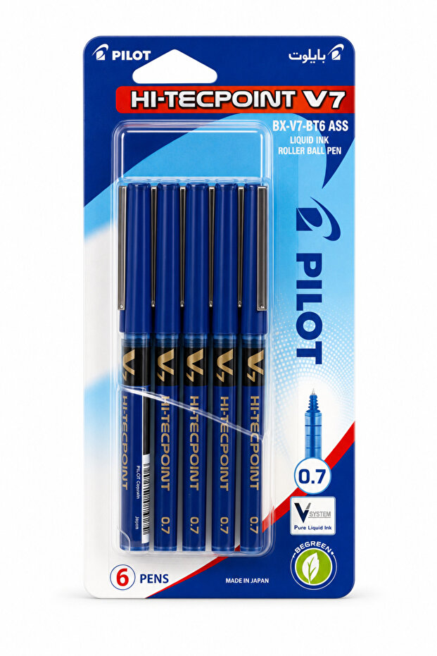 V7 Hi-Tecpoint Pen 0.7mm 6 Pieces Black